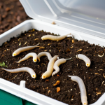 A close-up, professional macro photograph of active compost worms (Eisenia fetida) diligently working within a transparent section of a clean, compact worm bin. The worms are shown amidst a rich mixture of organic materials like shredded cardboard, coffee grounds, and visible vegetable peels, illustrating their essential role as natural recyclers. The scene is well-lit with soft, natural light, highlighting the intricate details of the worms and the ongoing composting process. The image conveys a sense of quiet efficiency, natural transformation, and ecological balance. perfect anatomy, correct proportions, natural pose, well-formed worm bodies, natural body proportions, professional photography, high quality, safe for work, appropriate content, fully clothed, modest, family-friendly.